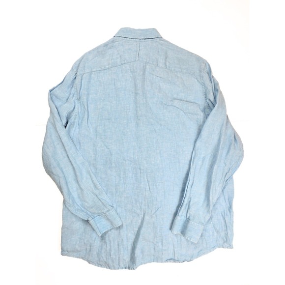 Banana Republic Classic Fit Blue Linen Long Sleeve Shirt Men's Size XL‎ 17-17.5 - Picture 2 of 5